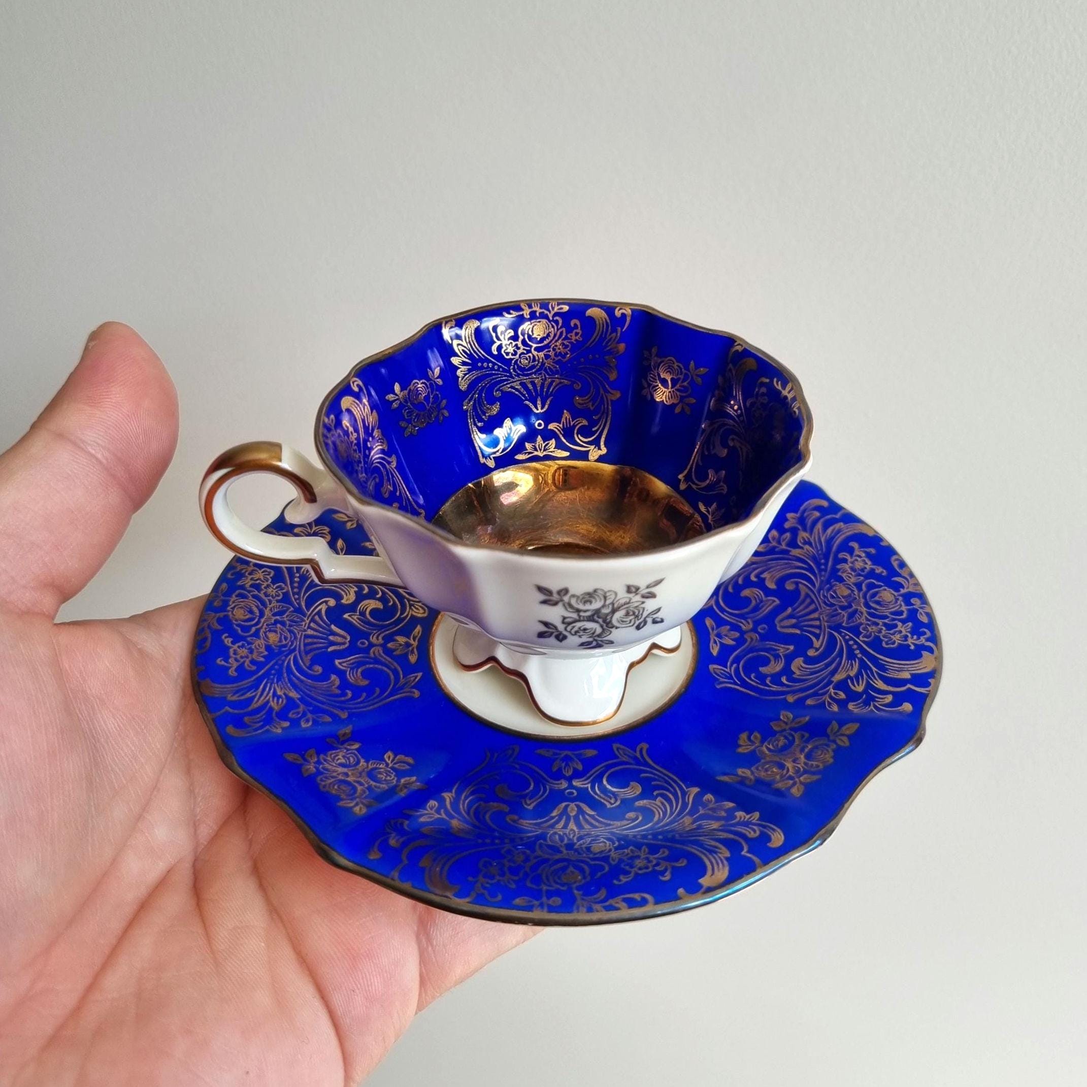 Vintage Alka Kunst Bavaria Espresso Cup With Saucer – 1960s Cobalt
