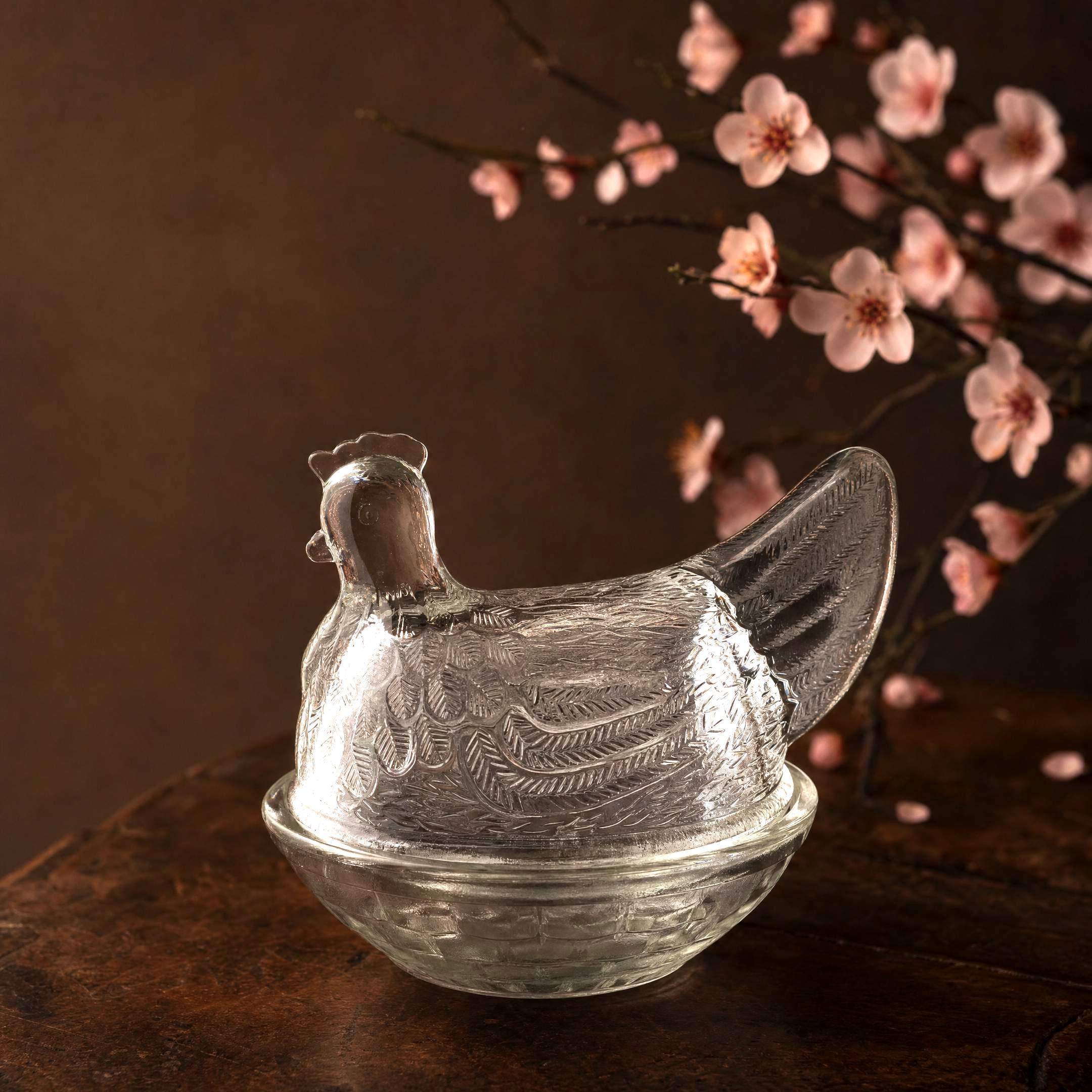 Vintage Zabkowice Hen on Nest Pressed Glass Poland 1960s - Etsy