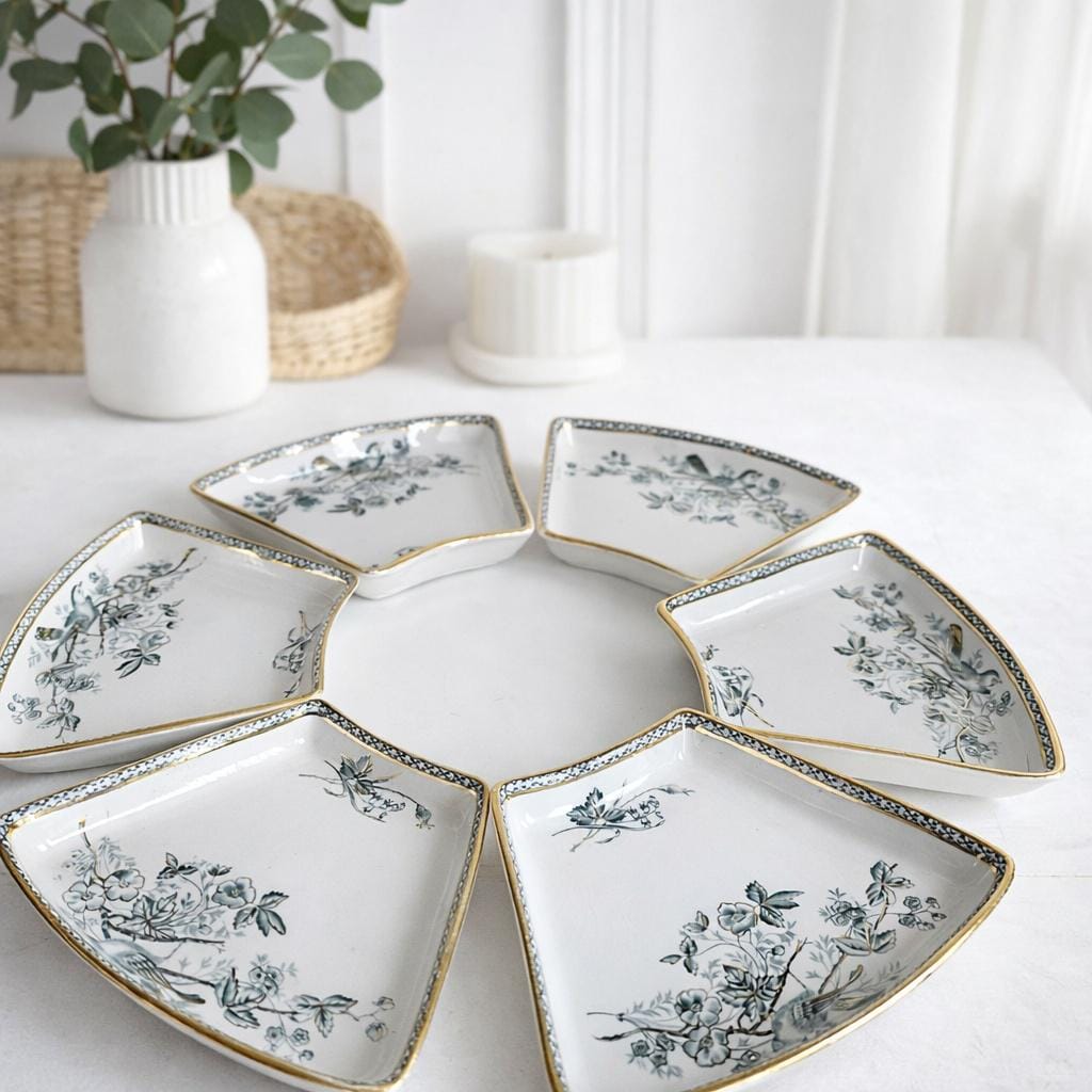 Wexiö Gustavsberg Cabaret Tray Set, Rare 19th Century Swedish