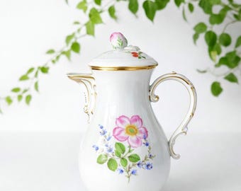 Meissen Floral Teapot 1970s Hand Painted Porcelain