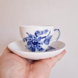 Royal Copenhagen Blue Flowers Svejfet Cup & Saucer | Hand-Painted | Danish Porcelain | Blå Blomst | First Quality