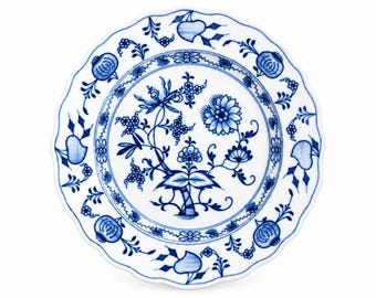Meissen, ein Set aus zwei tiefen Tellern, handbemalt mit blauem Zwiebelmuster, ohne Schwerter, datiert vor 1880