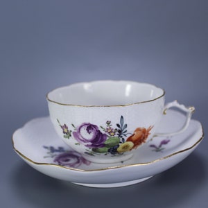 Early Meissen 18th C. - Antique Teacup and Saucer / 1733-1763 / Vintages Store Design 迈森 마이센 マイセン
