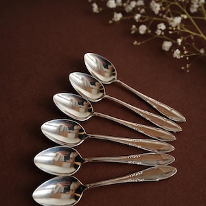 Vintage Prima NS Silverpläterade teskedar Set med 6 eleganta kaffeskedar från 1930-talet