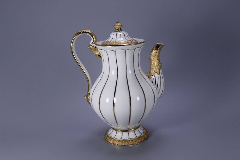 Unique Coffee Pot 24K Gold MEISSEN Porzellan X Form Shape Etsy