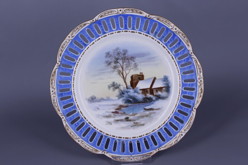 Antique Rörstrand Plate - Hand-painted Winter Scene | Collectible ...