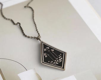 Pendentif Vintage En Nacre Et Métal Argenté - Années 70-80 - Occasion