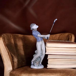 Nao by Lladró Golfer Figurine, Vintage Spanish Porcelain, Lady