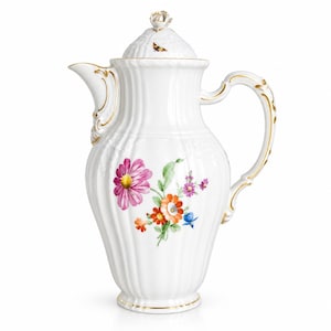 Cafetière Rocaille KPM Berlin en porcelaine peinte à la main, années 1980