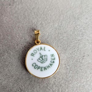 Royal Copenhagen Blue Fluted Porcelain Pendant - Handmade Gold-Plated 925 Silver Necklace - Danish Jewelry Gift