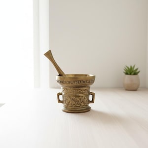 Brass Mortar & Pestle – Nette Verwint Linck Anno 1590 Replica – Apothecary Collectible, 848g