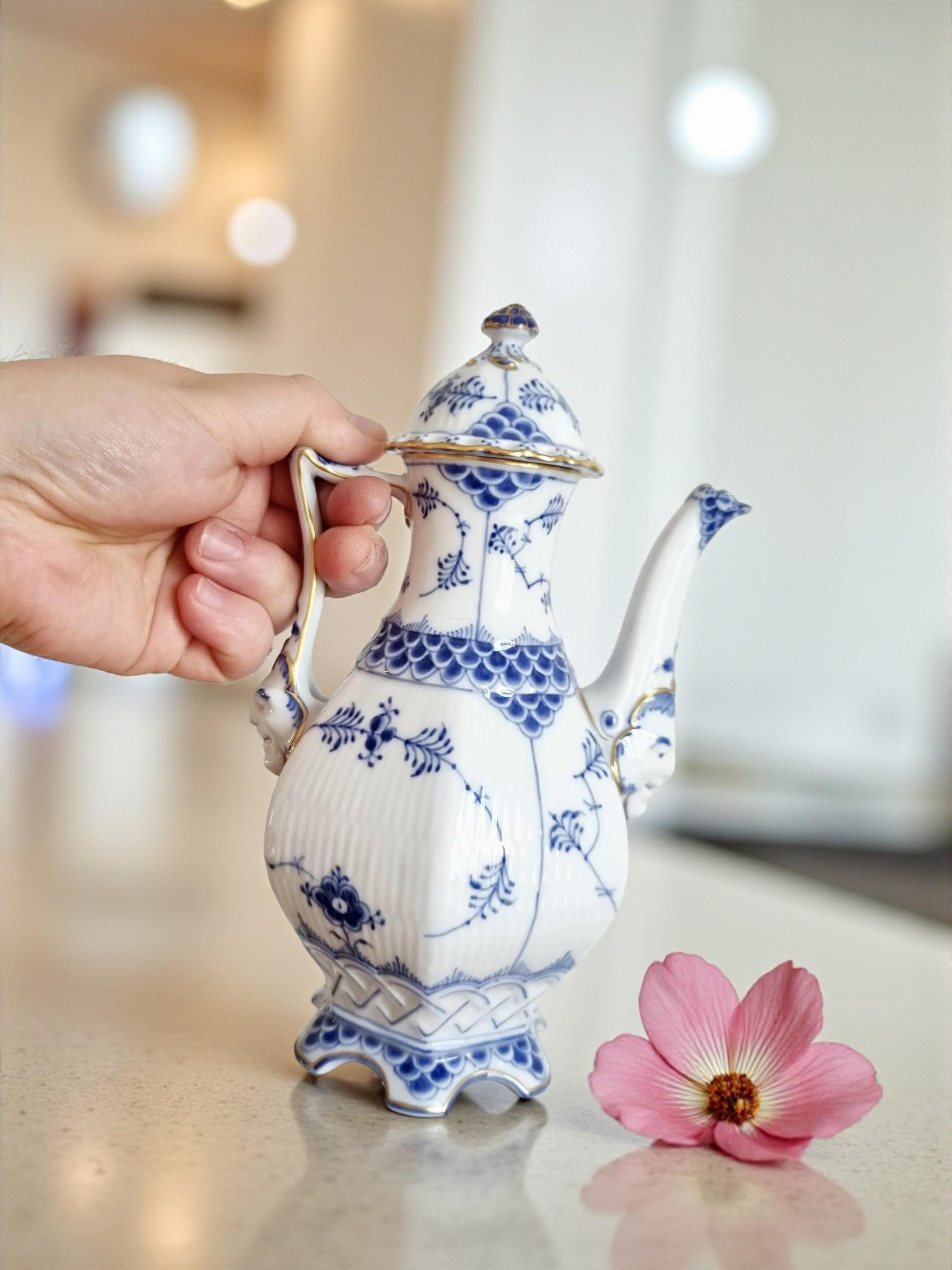 Royal Copenhagen Blue Fluted Full Lace Teapot #1030 – Gold Rims - Etsy