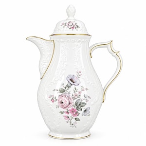 Rosenthal Sanssouci Gray & Pink Rose Coffee Pot German Porcelain