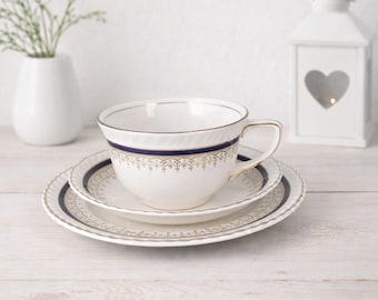 Rosenthal Regina Trio Cup Saucer Plate, 1940s Floral Porcelain Set