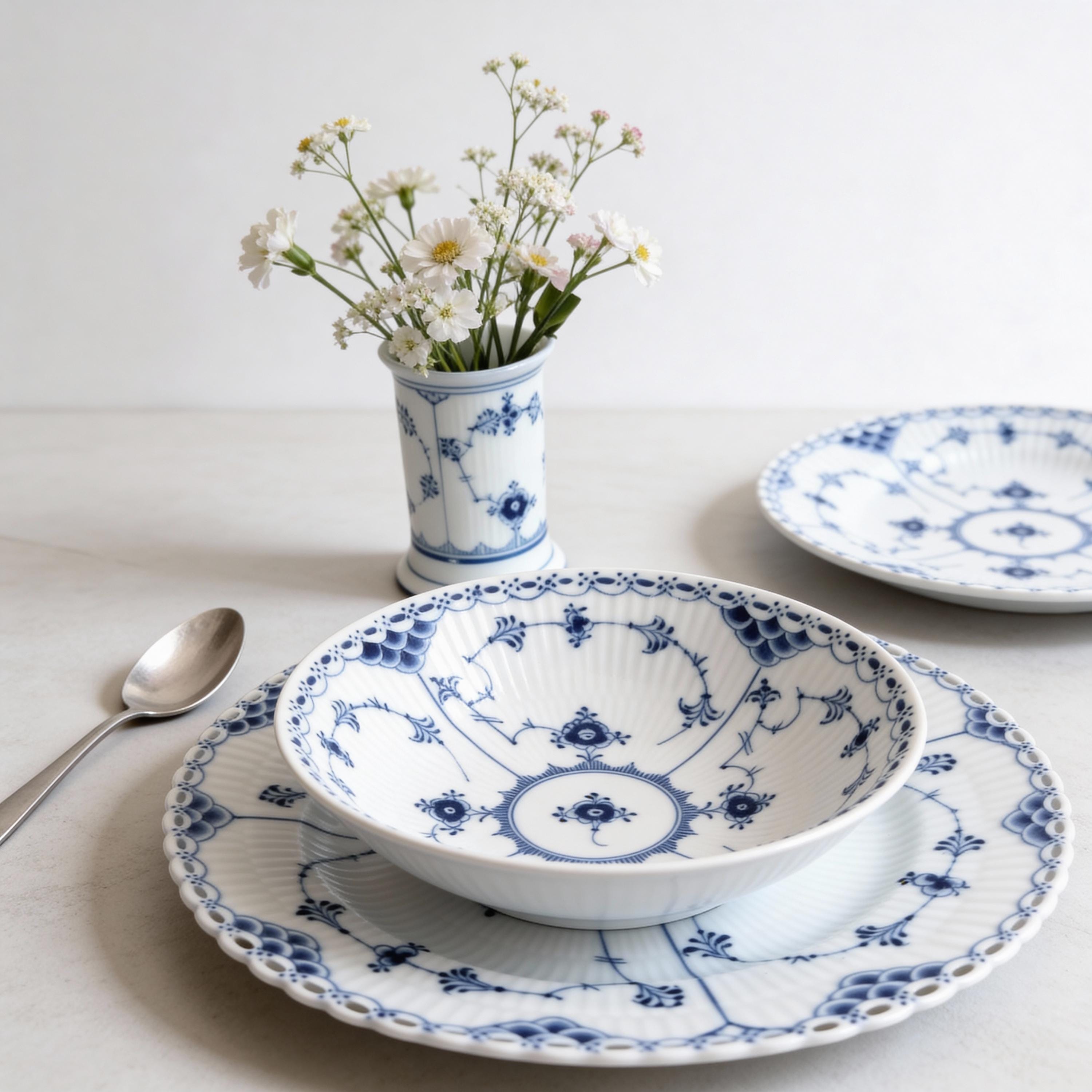   ブルーフルーテッド プレート 624 Rare Royal Copenhagen Blue Fluted Half Lace #624, Porcelain Bowl