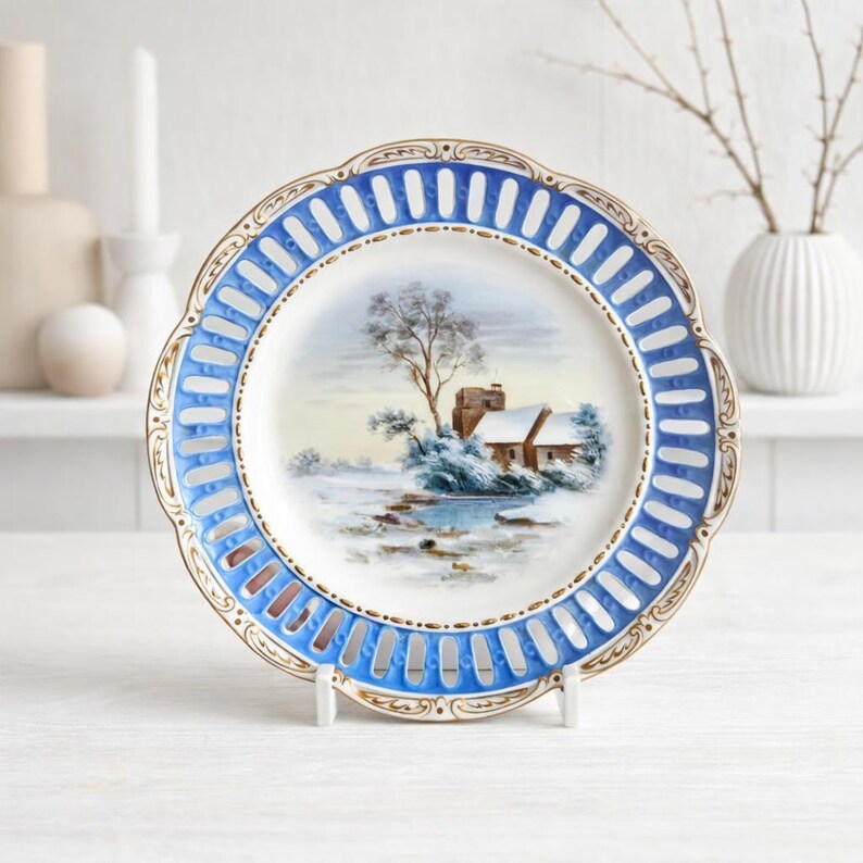 Antique Rörstrand Plate - Hand-painted Winter Scene | Collectible ...