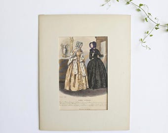 Parisian Costume Plate Fashion Print 1850s Hand Colored 30 cm