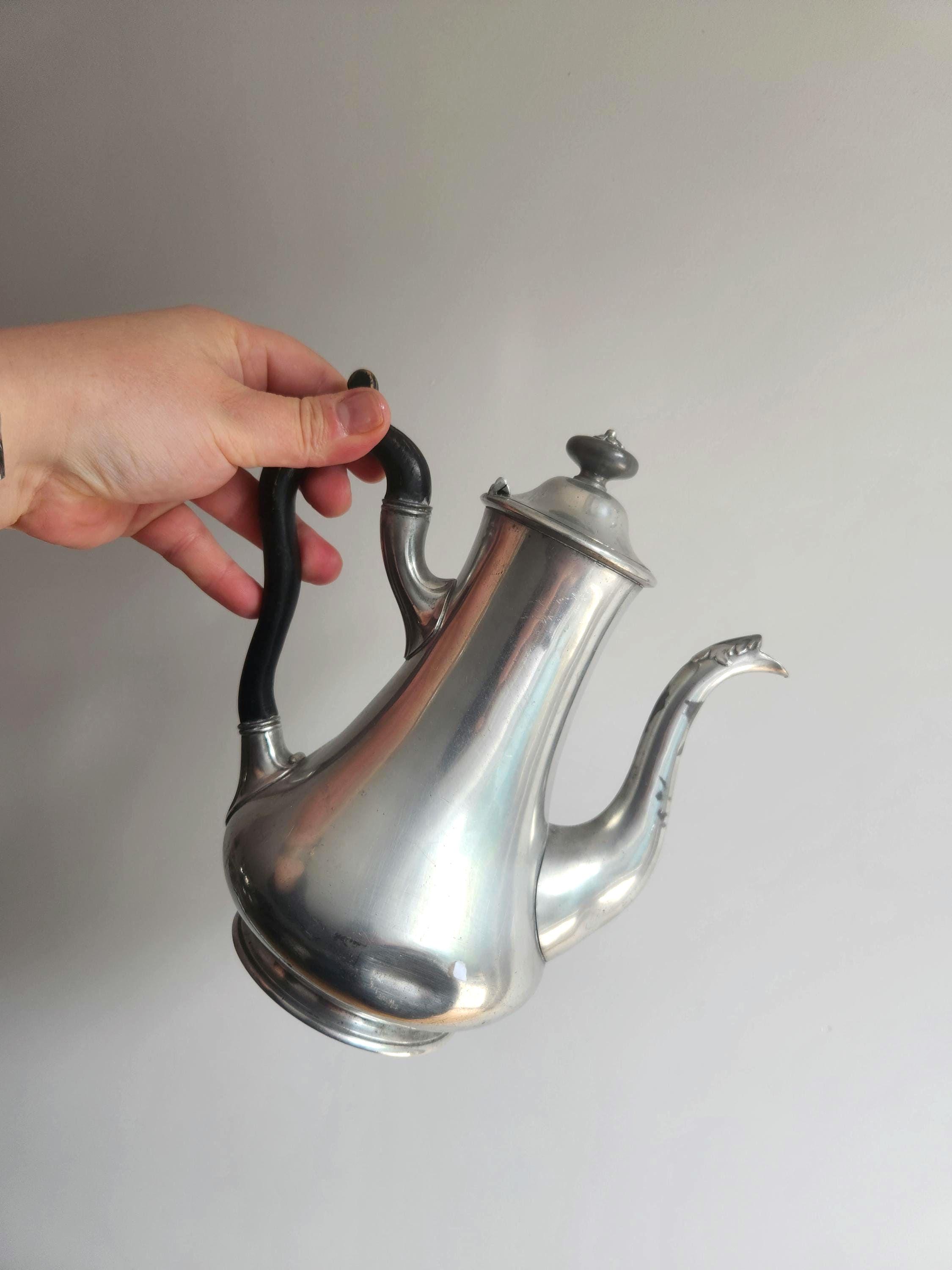 アンティークピューターコーヒーポット – R. ブロードヘッド、19世紀