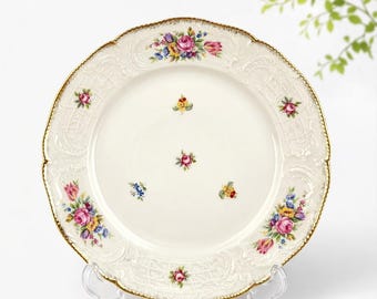 Rosenthal Sanssouci Dessert Plate Floral Embossed Porcelain Gold Rim