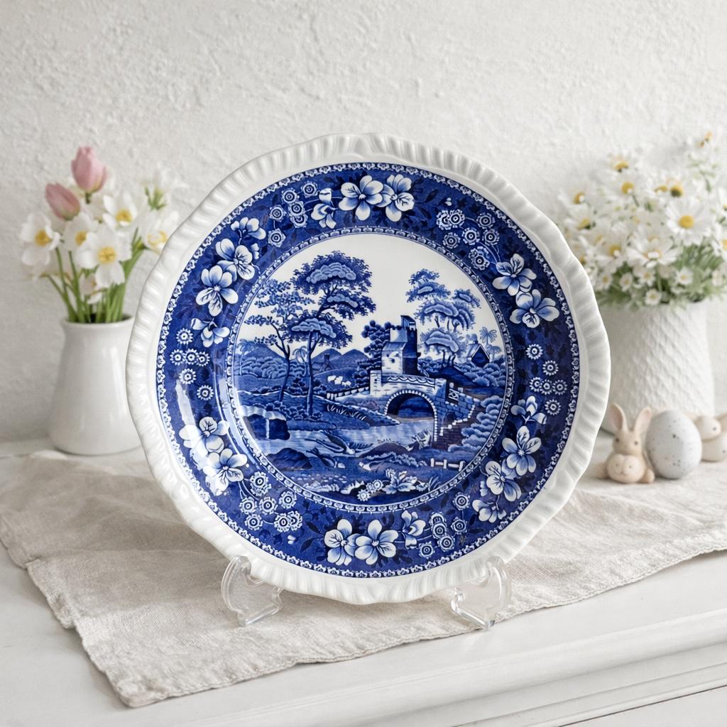 スポード　ブルータワー手つきプレート Spode tower - Etsy 日本