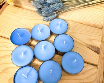 Throat Chakra Tealight Set / Eucalyptus Scented Tealights / Chakra Healing