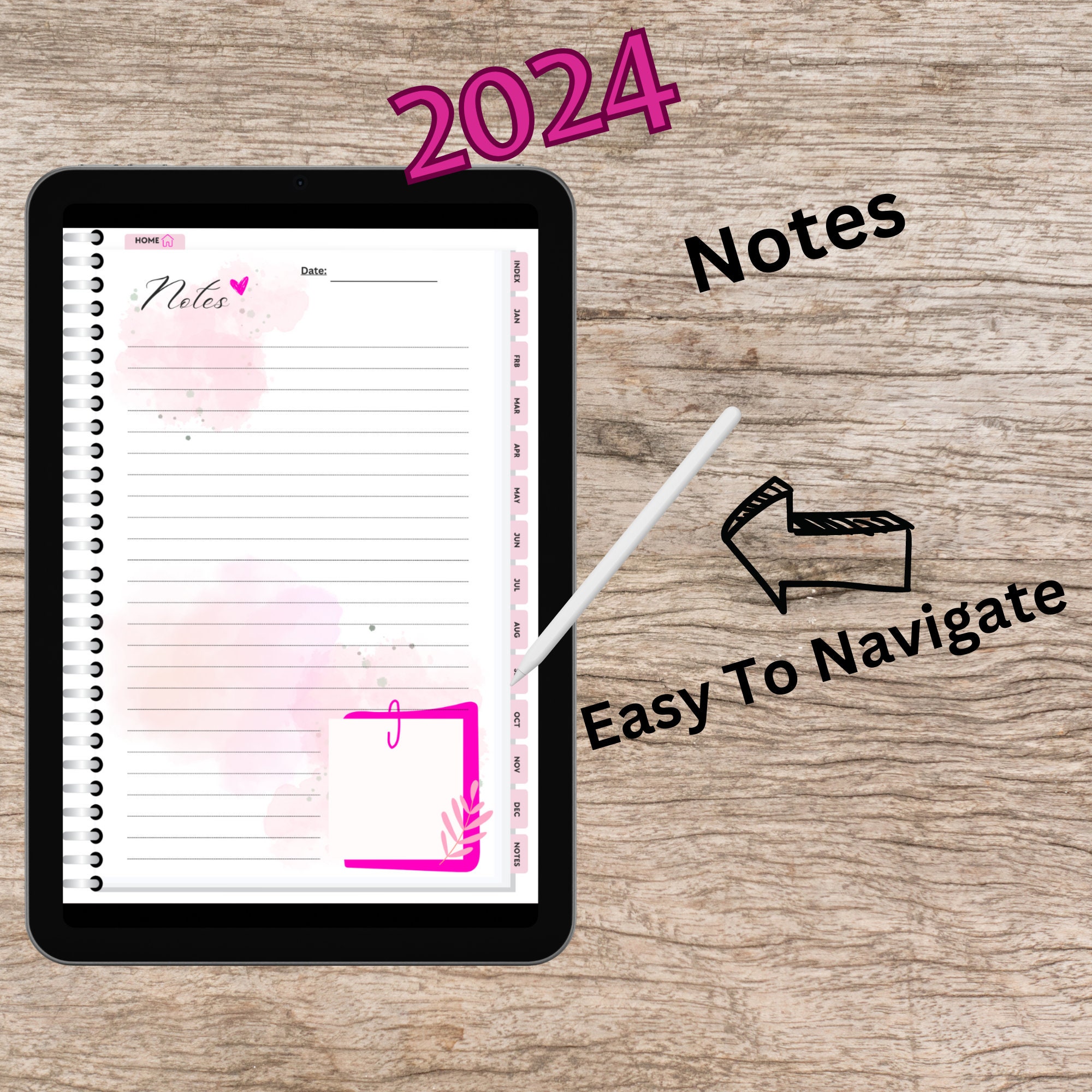 Pink Digital Planner 2024 Digital Planner Dated Planner Goodnotes ...