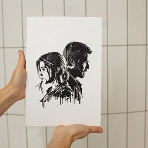 The Last of Us Ellie en Joel inspireerden digitale download | afdrukbare clipart | zwart-wit | zelf printen | Doe-het-zelf | svg / pdf / png bestanden