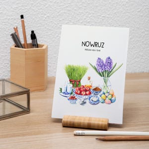 Arte em aquarela Nowruz, mesa Haft-sin, ano novo persa, arte de parede para impressão, arte persa, ilustração de comida em aquarela, arte digital, Norooz