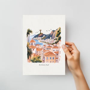 Pacote de paisagens urbanas em aquarela minimalista (download digital), ilustração de cidade, presente para amantes de viagens, arte de viagem, viajante do mundo, cartão postal, arte de parede
