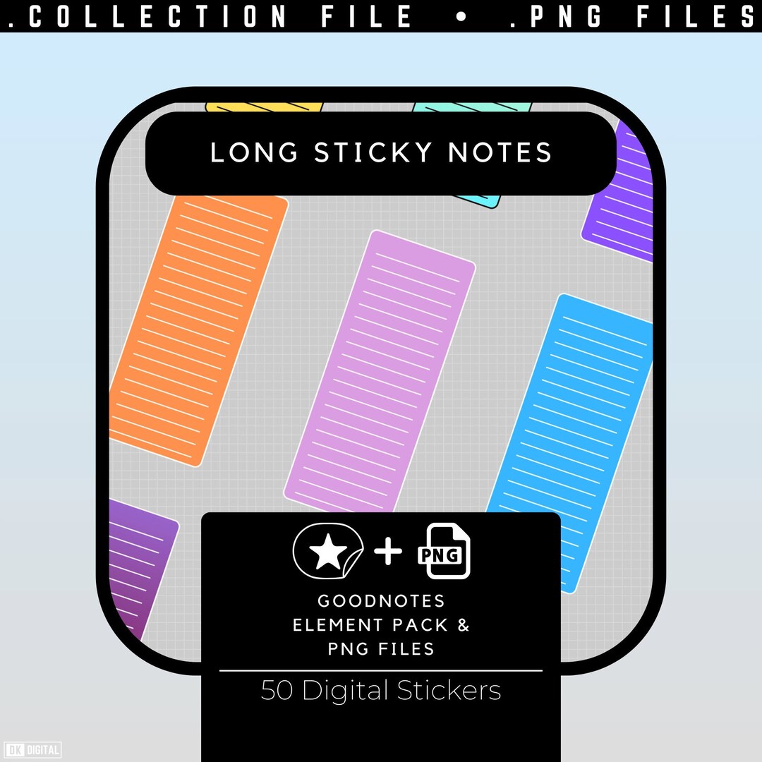 Long Sticky Notes Stickers Goodnotes Elements Pack Tall Etsy