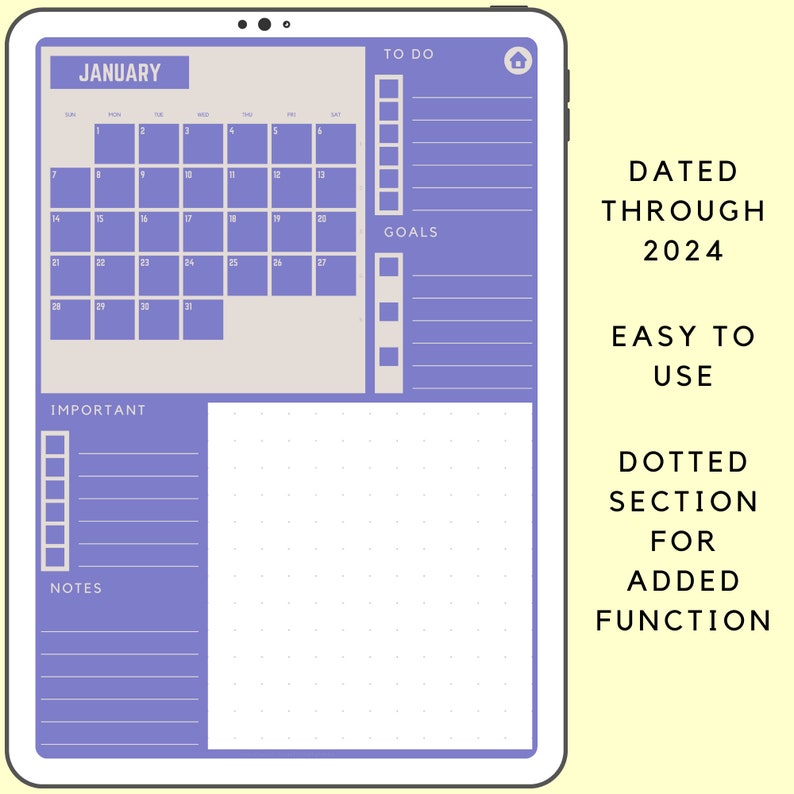 2024 Yearly Digital Goodnotes Planner Set, Monthly Weekly Simple