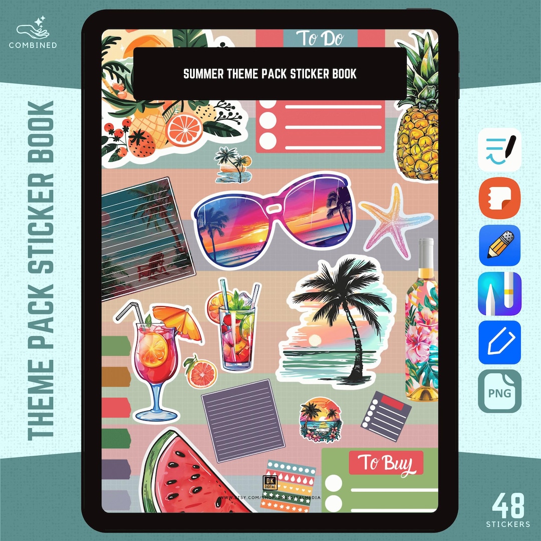 Summer Digital Stickers | Tropical Beach Vibe, Goodnotes, Samsung Notes ...