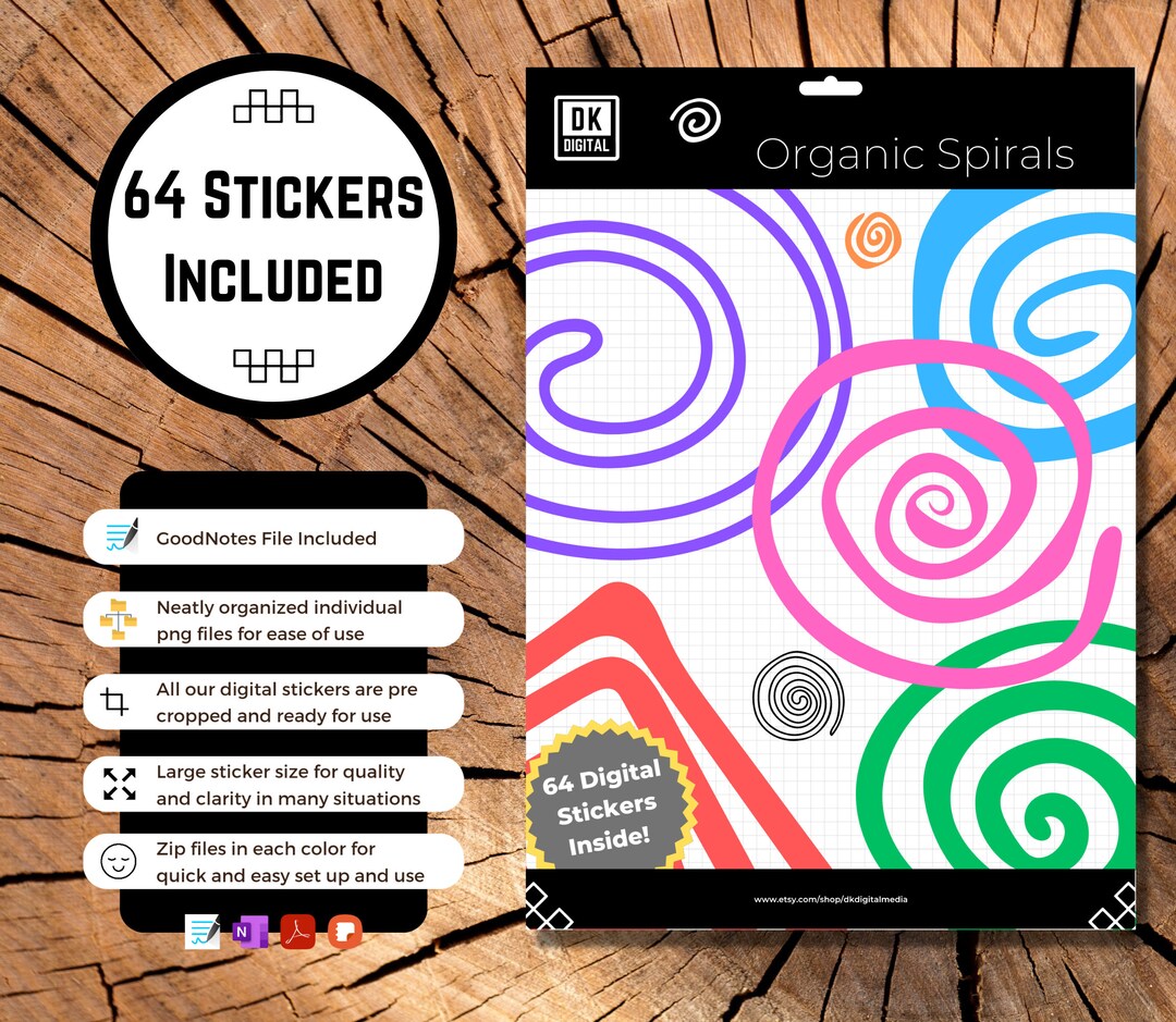 Goodnotes Sticker Book Organic Spiral Png Files for Digital Etsy