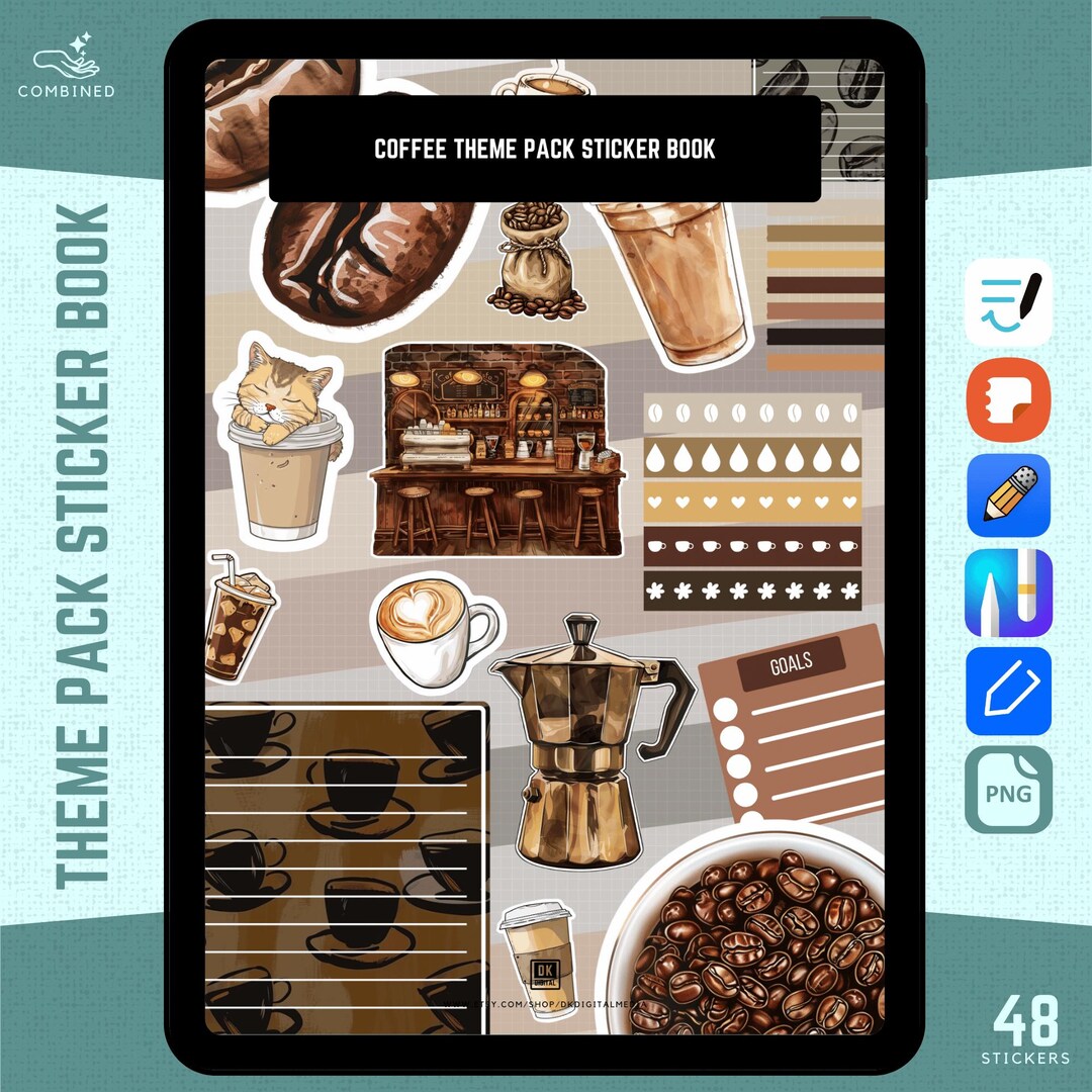 Coffee Theme Digital Sticker Set | Planner Stickers for Goodnotes ...