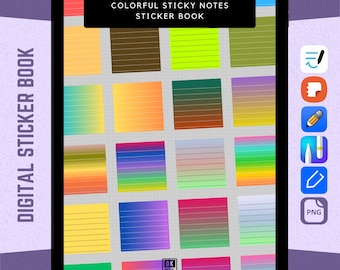 Colorful Sticky Notes Digital Stickers: Planner Set (Digital Download)