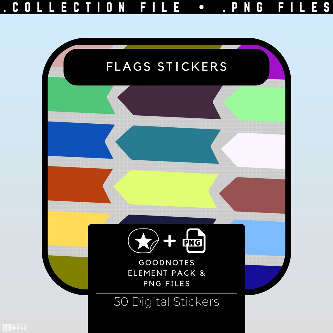 Flags Stickers Goodnotes Element Pack Digital Planner Etsy
