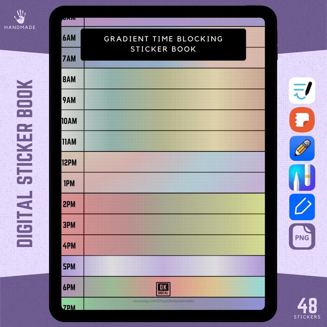 Time Blocking Digital Planner Stickers for Goodnotes Samsung Notes ...