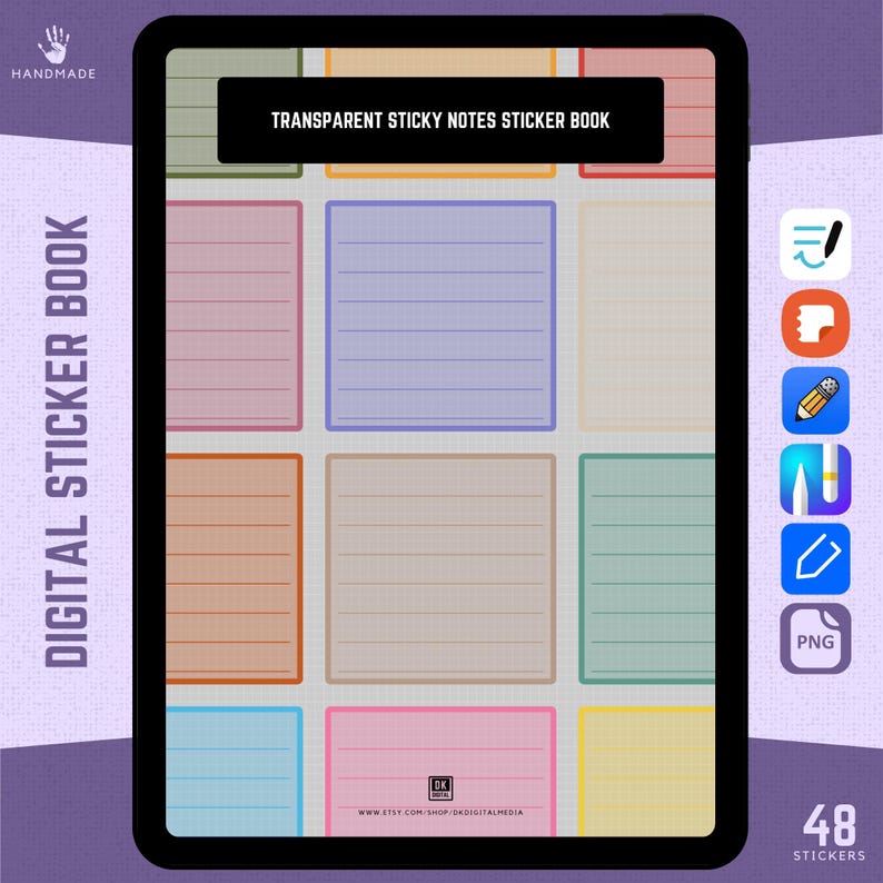 Transparent Sticky Note Digital Planner Stickers (goodnotes, Samsung ...