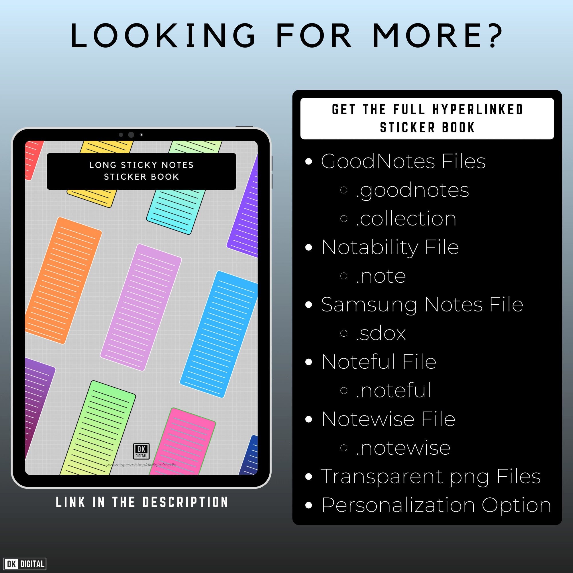 Long Sticky Notes Stickers Goodnotes Elements Pack Tall Etsy