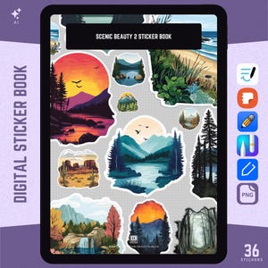 Nature GoodNotes Stickers, Scenic Digital Sticker Book for Samsung Notes, Outdoors Notability Clipart, Noteful Decorative png Stickers