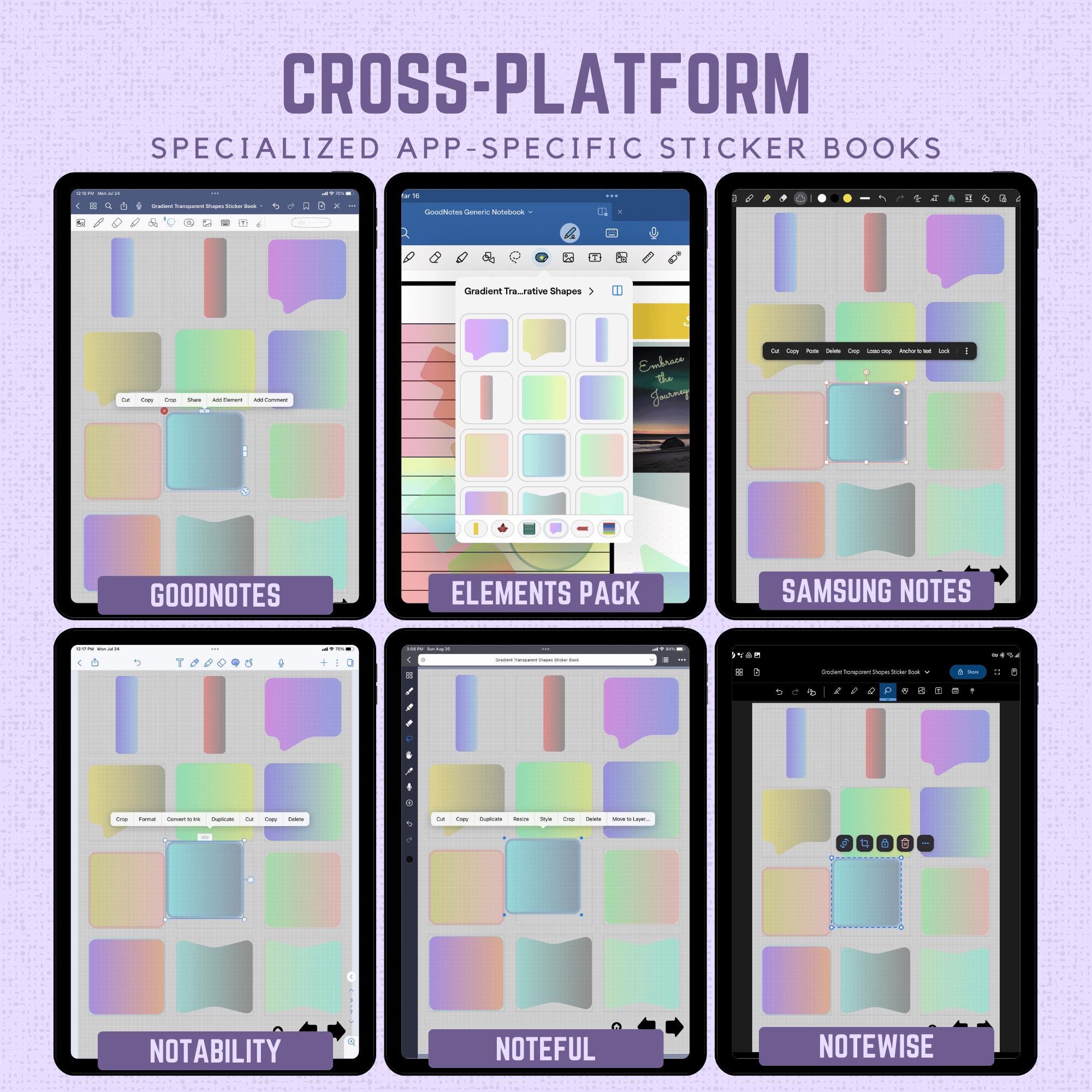 Transparent Shape Digital Planner Sticker Set for Goodnotes Samsung ...
