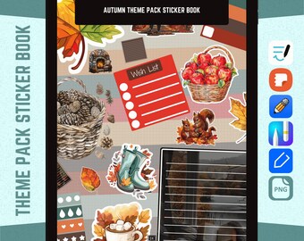 Autumn GoodNotes Stickers, Fall Theme Samsung Notes Sticker Book, Seasonal Stickers for Digital Planners and Journals, Notability Stickers