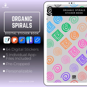 Hand Drawn Spirals Digital Stickers For Planners and Journals, GoodNotes Stickers Samsung Notes Notability