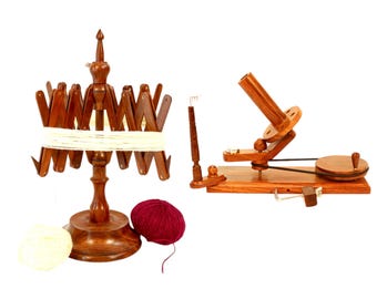 Rosewood Yarn Ball Winder: Handcrafted Knitting Tool, Fiber Art Gift