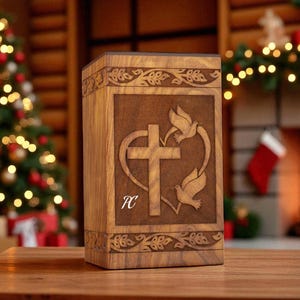 Handmade Rosewood Cremation Urn: Tree of Life Engraved Funeral Urn