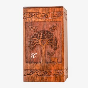 Wooden Cremation Urn for Human Ashes  - Tree of Life , Personalized Memorial Wooden Box , Adult Cremation Urn , Large Urn for Human Ashes