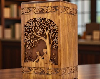 Urna cineraria Albero della Vita / Scatola per ceneri in palissandro realizzata a mano