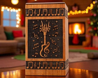 Handcrafted Musical Guitar Urn – Solid Rosewood Cremation Box for Adult Ashes Memorial Music Lover Urns