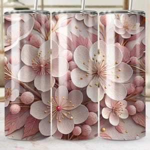 Cherry Blossom Tumbler Wrap, 20oz Skinny Tumbler PNG, Spring Flower Sublimation Designs, Floral Tumbler, Digital Download