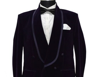 Men Purple Smoking Jackets Piping Shawl Lapel Wedding Dinner Party Wear Coats